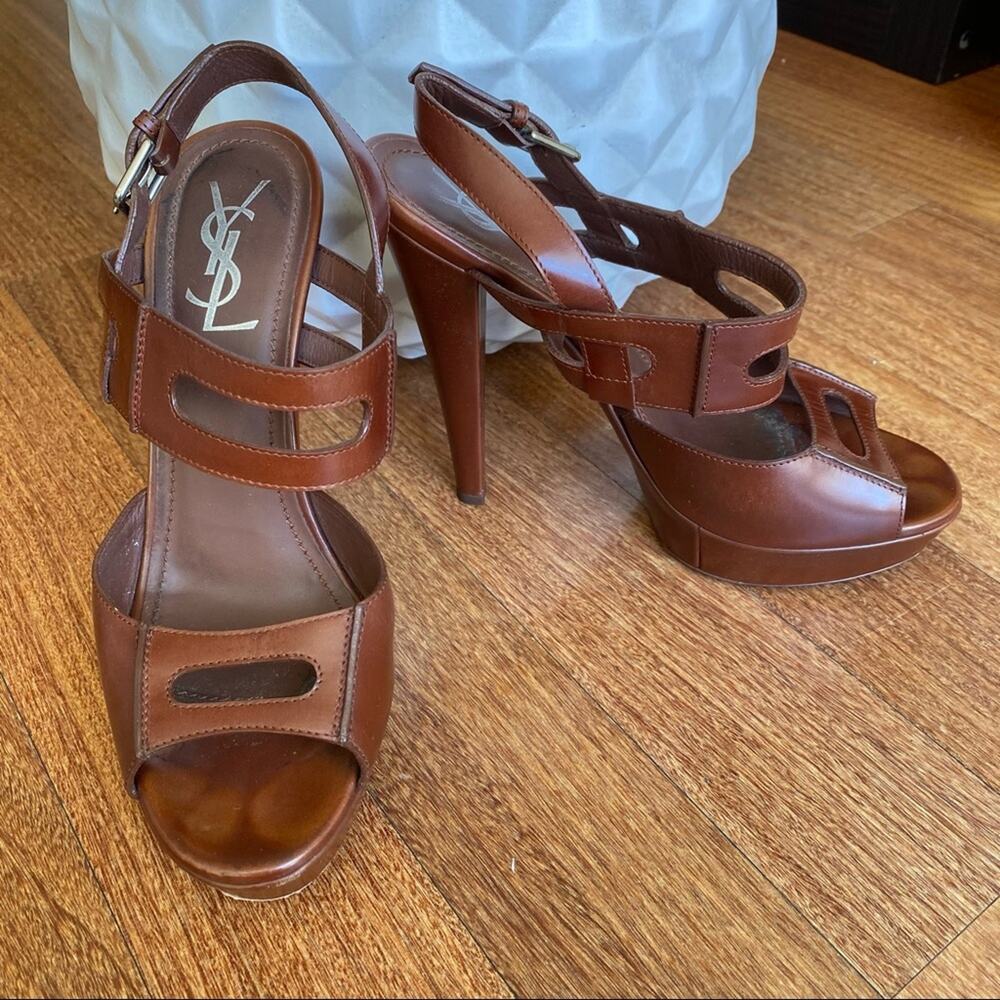 YSL Cognac Platform Heels